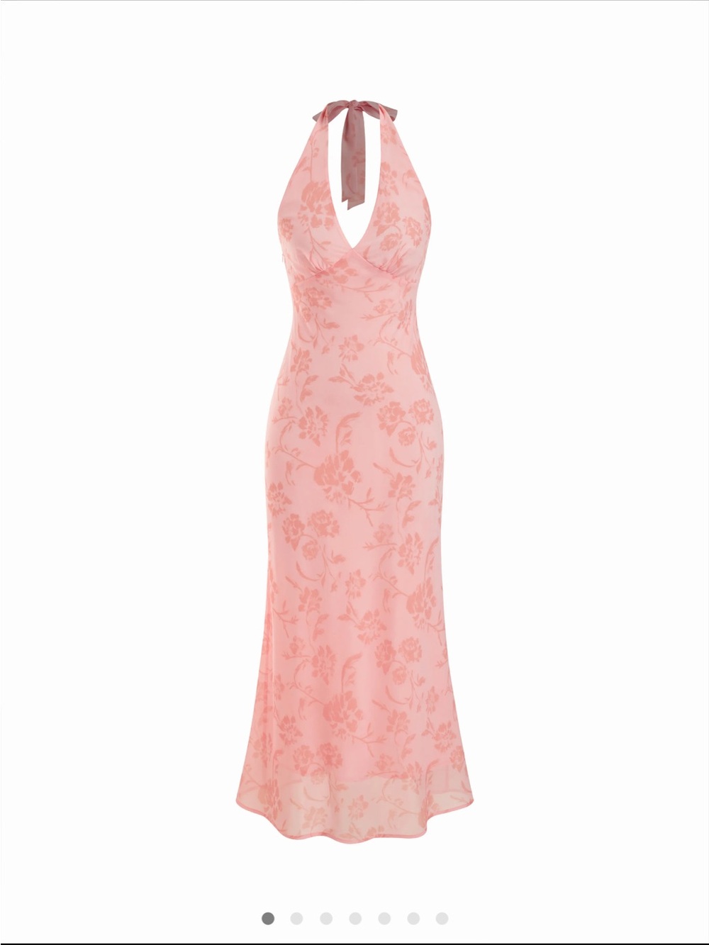 Pink Floral Halter Maxi Dress